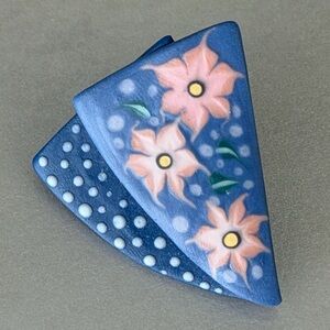 Beautiful Artisan Hand Painted Floral, Ceramic Statement Earrings, Handcrafted